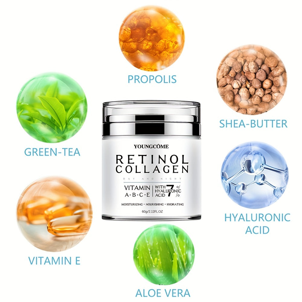 Hidratante Facial YOUNGCOME Retinol y Colágeno 60g, Hipoalergénico, Hidratante, Lift & Firm, con Ácido Hialurónico y Escualano para Todo Tipo de Piel.