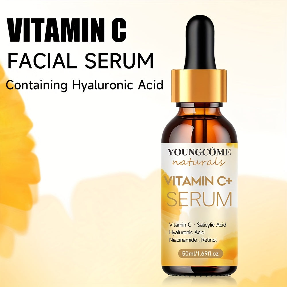 Sérum Facial de Vitamina C y Retinol - Esencia Hidratante con Ácido Hialurónico, Cúrcuma y Aloe Vera para Todo Tipo de Piel, Sin Fragancia, 30ml/50ml