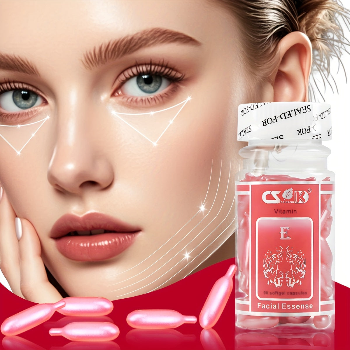 90 Cápsulas de Vitamina E, Hidratantes, Humectantes, Nutritivas para la Piel, Cápsulas de Esencia Facial