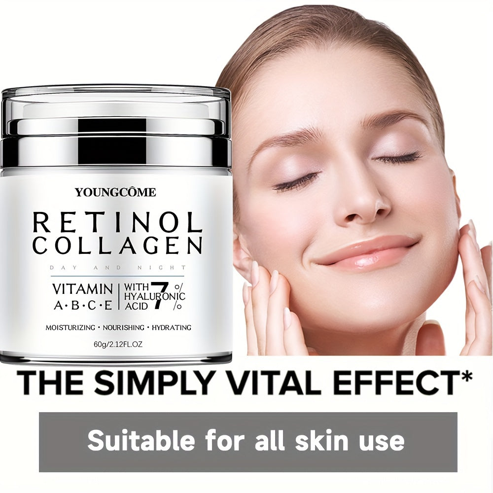 Hidratante Facial YOUNGCOME Retinol y Colágeno 60g, Hipoalergénico, Hidratante, Lift & Firm, con Ácido Hialurónico y Escualano para Todo Tipo de Piel.