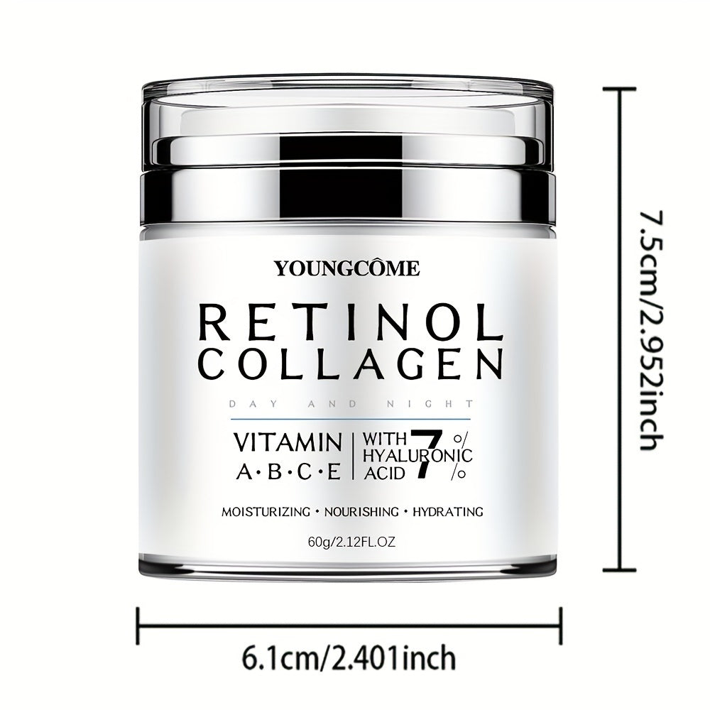 Hidratante Facial YOUNGCOME Retinol y Colágeno 60g, Hipoalergénico, Hidratante, Lift & Firm, con Ácido Hialurónico y Escualano para Todo Tipo de Piel.
