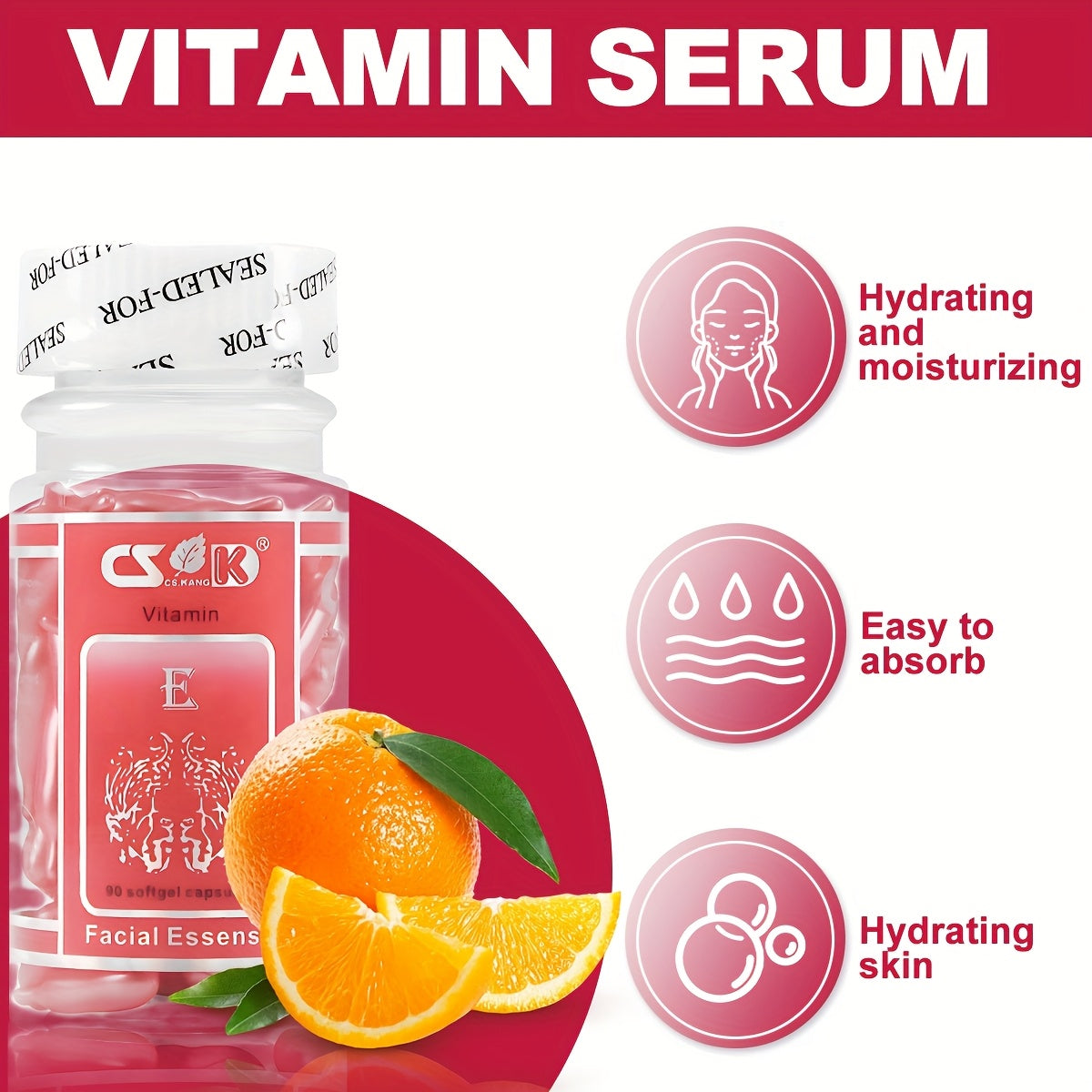 90 Cápsulas de Vitamina E, Hidratantes, Humectantes, Nutritivas para la Piel, Cápsulas de Esencia Facial