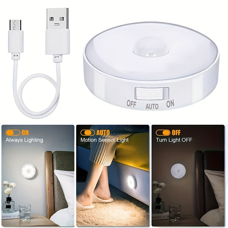6 Lámparas LED Recargables USB con Sensor de Movimiento, Magnéticas y de Doble Luz (Blanco Frío/Cálido) para Escaleras, Closets, Dormitorios y Más