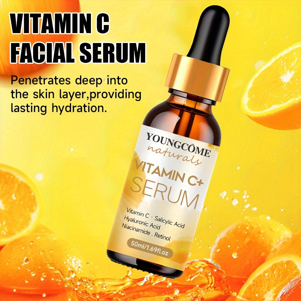 Sérum Facial de Vitamina C y Retinol - Esencia Hidratante con Ácido Hialurónico, Cúrcuma y Aloe Vera para Todo Tipo de Piel, Sin Fragancia, 30ml/50ml