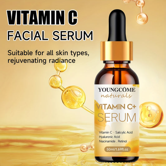 Sérum Facial de Vitamina C y Retinol - Esencia Hidratante con Ácido Hialurónico, Cúrcuma y Aloe Vera para Todo Tipo de Piel, Sin Fragancia, 30ml/50ml