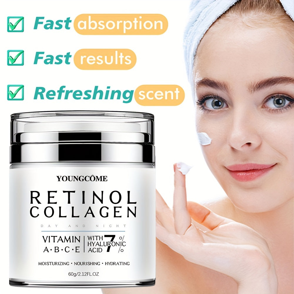Hidratante Facial YOUNGCOME Retinol y Colágeno 60g, Hipoalergénico, Hidratante, Lift & Firm, con Ácido Hialurónico y Escualano para Todo Tipo de Piel.