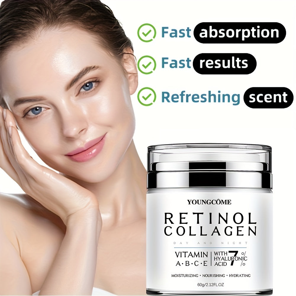 Hidratante Facial YOUNGCOME Retinol y Colágeno 60g, Hipoalergénico, Hidratante, Lift & Firm, con Ácido Hialurónico y Escualano para Todo Tipo de Piel.
