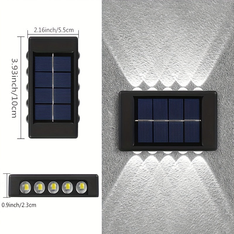 Lámparas Solares de 10 LED para Cerca, Doble Cabezal, Impermeables y Decorativas para Jardín, Patio y Exterior