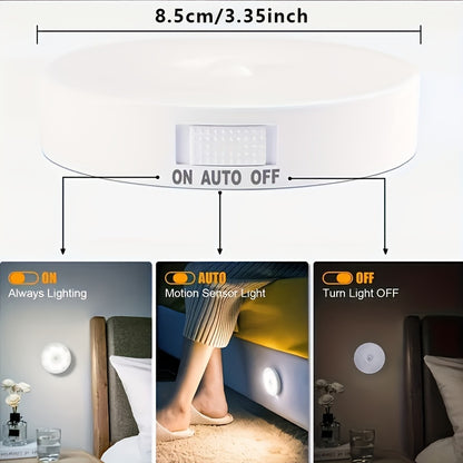 6 Lámparas LED Recargables USB con Sensor de Movimiento, Magnéticas y de Doble Luz (Blanco Frío/Cálido) para Escaleras, Closets, Dormitorios y Más