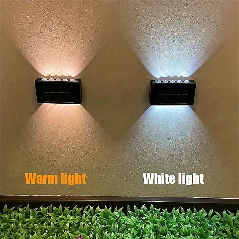 Lámparas Solares de 10 LED para Cerca, Doble Cabezal, Impermeables y Decorativas para Jardín, Patio y Exterior