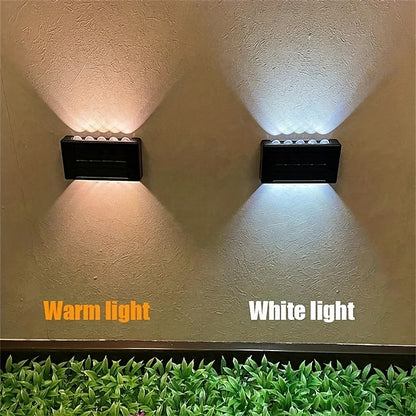 Lámparas Solares de 10 LED para Cerca, Doble Cabezal, Impermeables y Decorativas para Jardín, Patio y Exterior