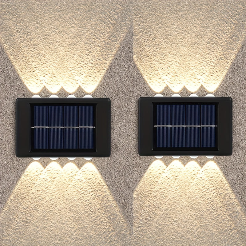 Lámparas Solares de 10 LED para Cerca, Doble Cabezal, Impermeables y Decorativas para Jardín, Patio y Exterior