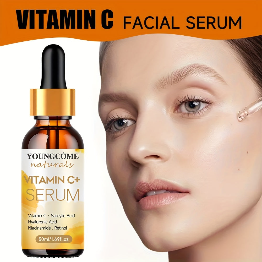 Sérum Facial de Vitamina C y Retinol - Esencia Hidratante con Ácido Hialurónico, Cúrcuma y Aloe Vera para Todo Tipo de Piel, Sin Fragancia, 30ml/50ml
