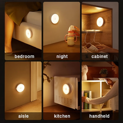 6 Lámparas LED Recargables USB con Sensor de Movimiento, Magnéticas y de Doble Luz (Blanco Frío/Cálido) para Escaleras, Closets, Dormitorios y Más
