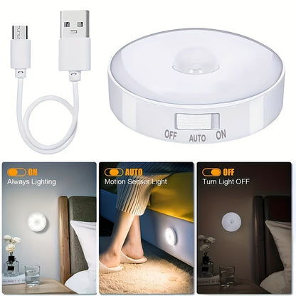 6 Lámparas LED Recargables USB con Sensor de Movimiento, Magnéticas y de Doble Luz (Blanco Frío/Cálido) para Escaleras, Closets, Dormitorios y Más
