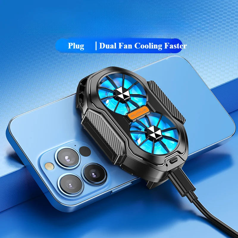 FS01 Dual Fan Rechargeable Mobile Phone Cooler Mini Back Clip USB Radiator Long Lasting Stronger Cooling Air For 62-92mm Phone