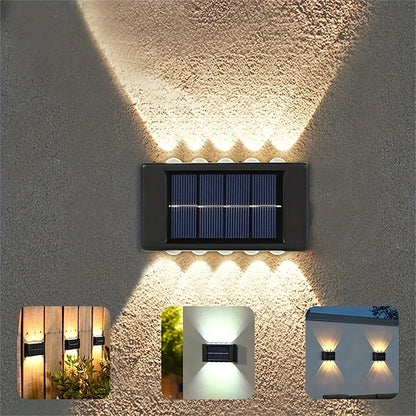 Lámparas Solares de 10 LED para Cerca, Doble Cabezal, Impermeables y Decorativas para Jardín, Patio y Exterior